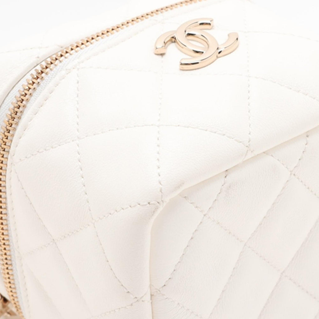 Chanel Quilted Lambskin Cube Chain Wristlet Case