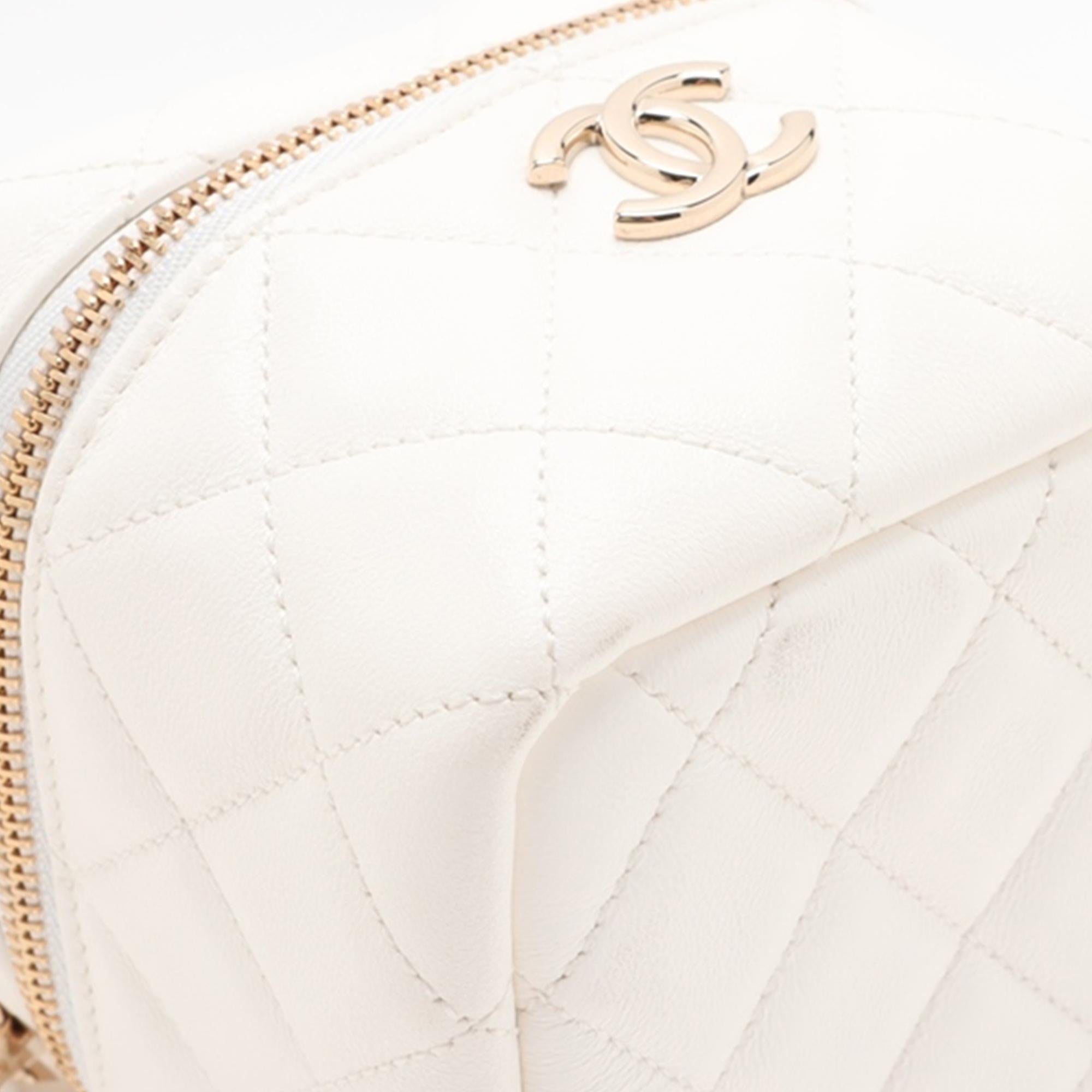 Chanel Quilted Lambskin Cube Chain Wristlet Case