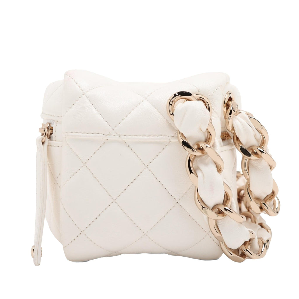 Chanel Quilted Lambskin Cube Chain Wristlet Case
