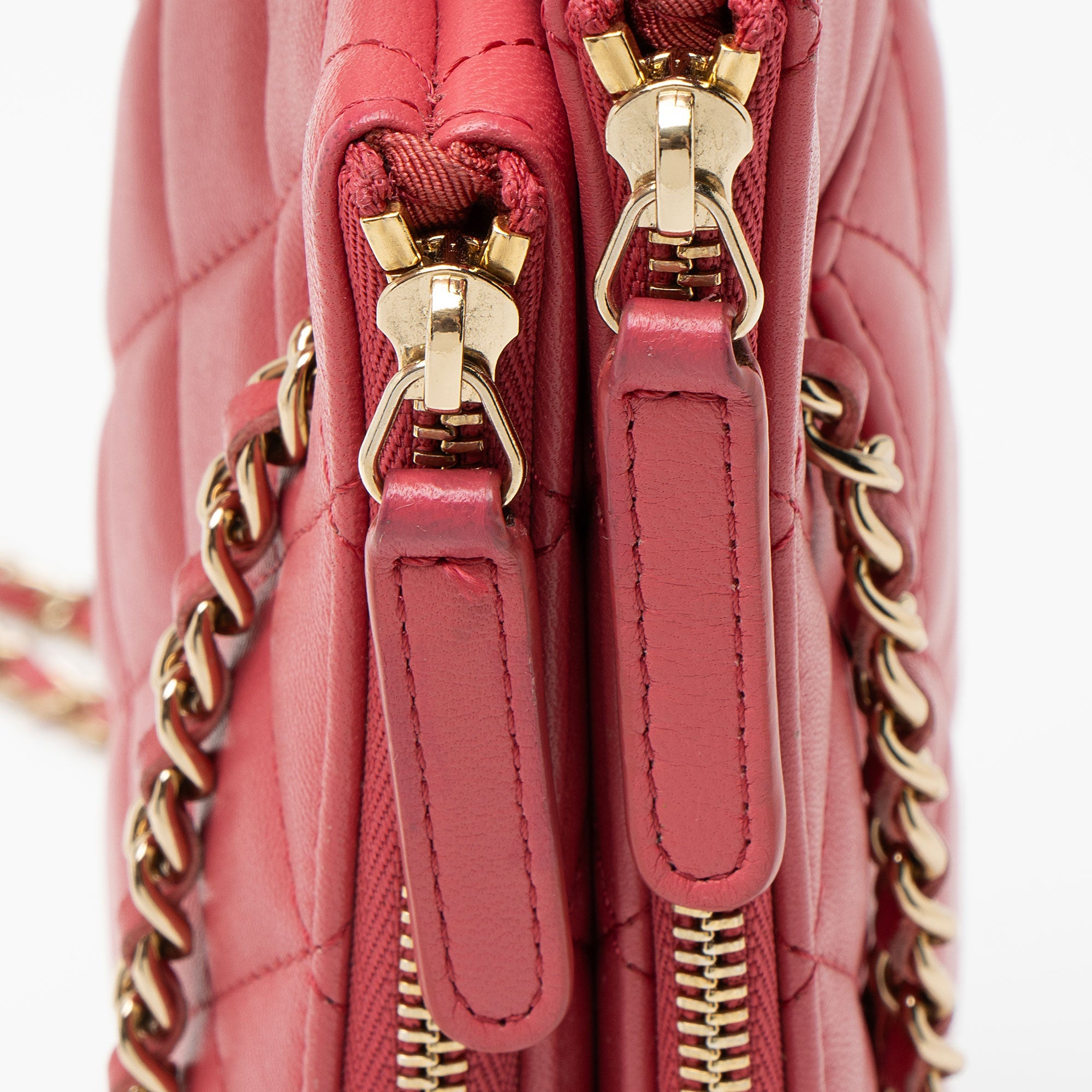 Chanel Quilted Lambskin Double Case with Chain