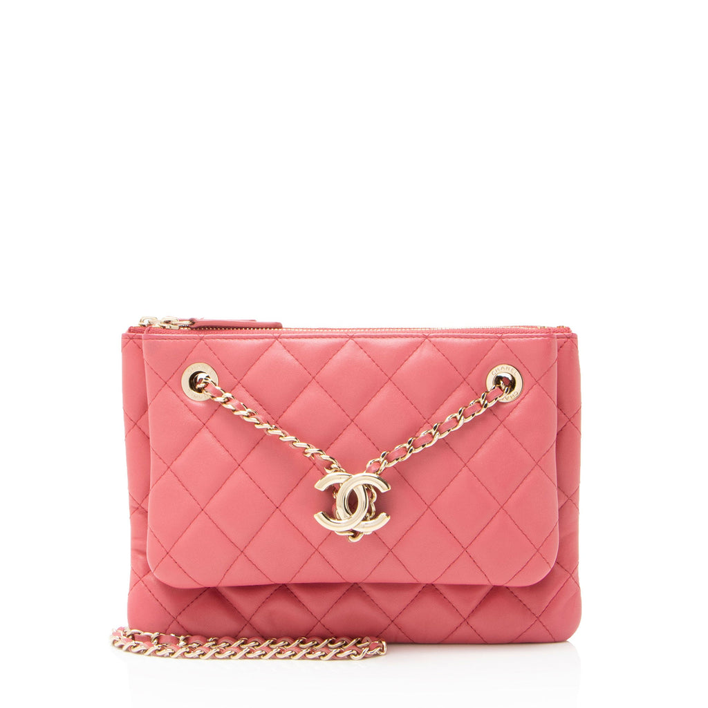 Chanel Quilted Lambskin Double Case with Chain