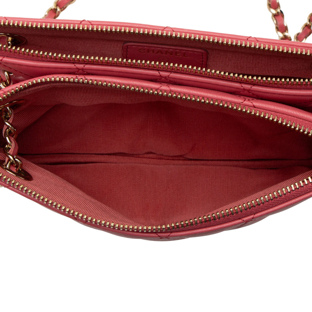 Chanel Quilted Lambskin Double Case with Chain