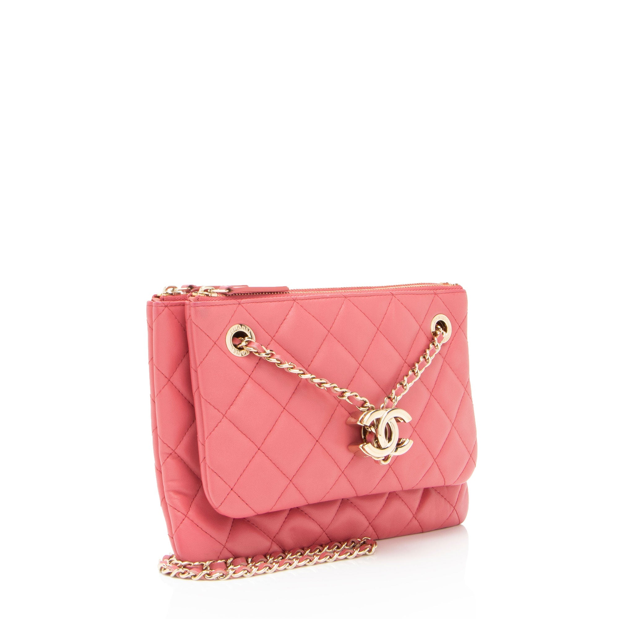 Chanel Quilted Lambskin Double Case with Chain