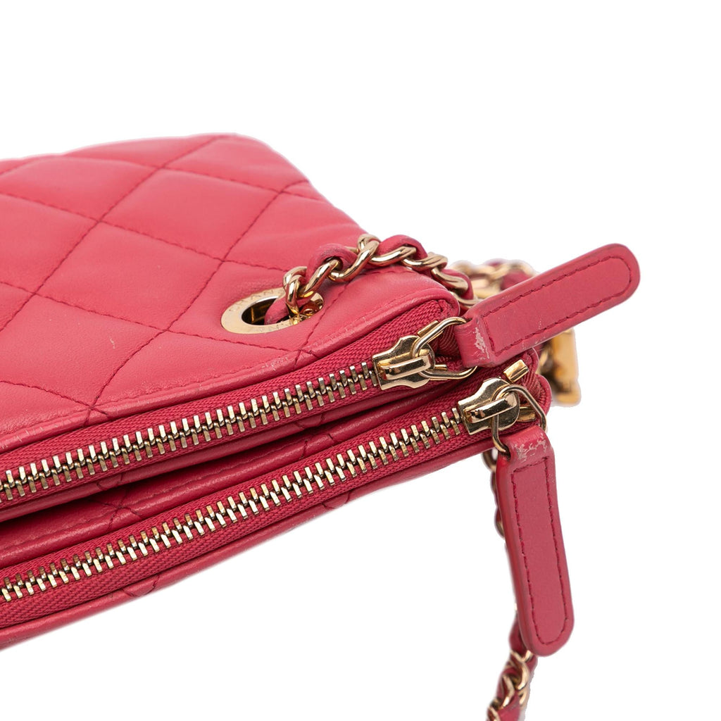 Chanel Quilted Lambskin Double Case with Chain