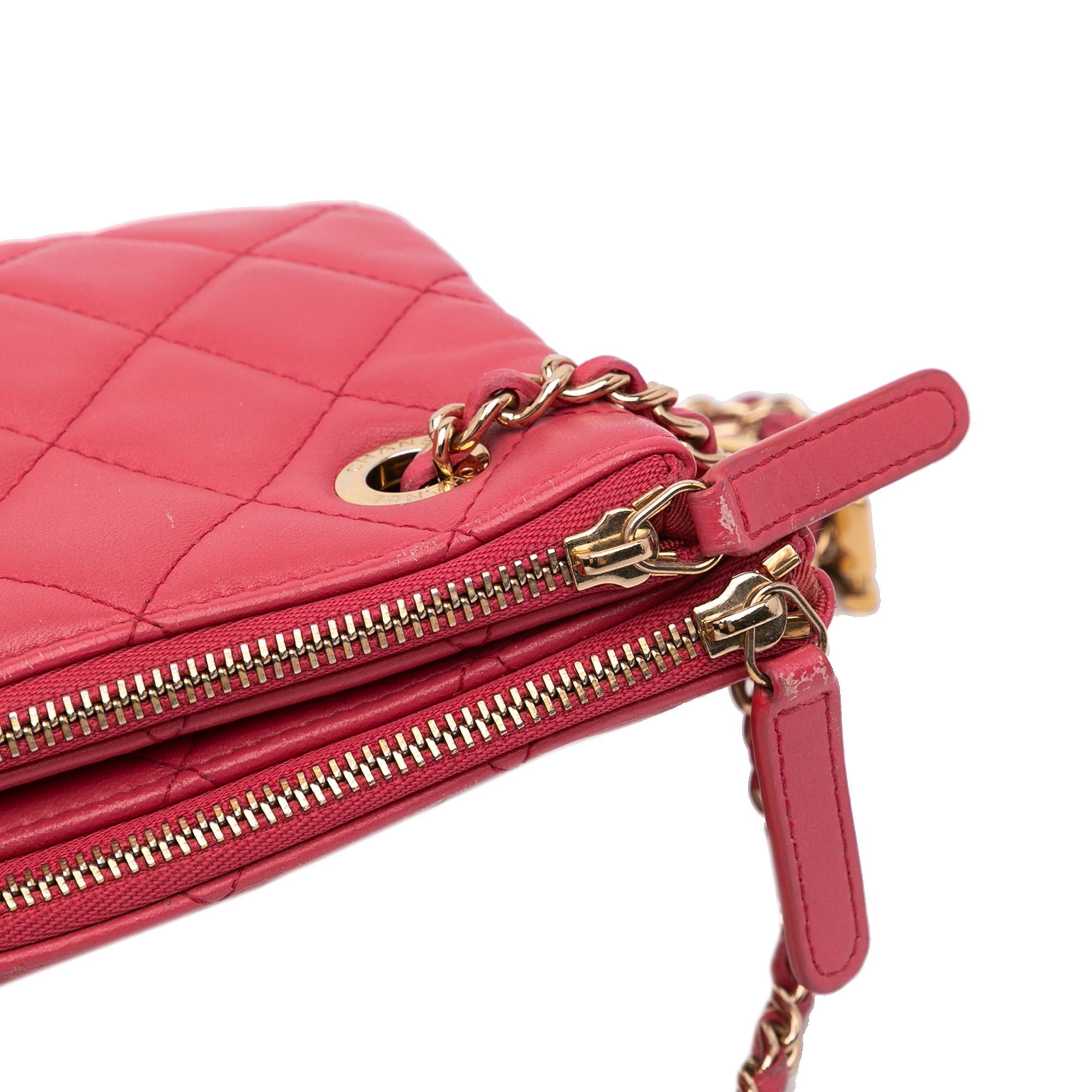Chanel Quilted Lambskin Double Case with Chain