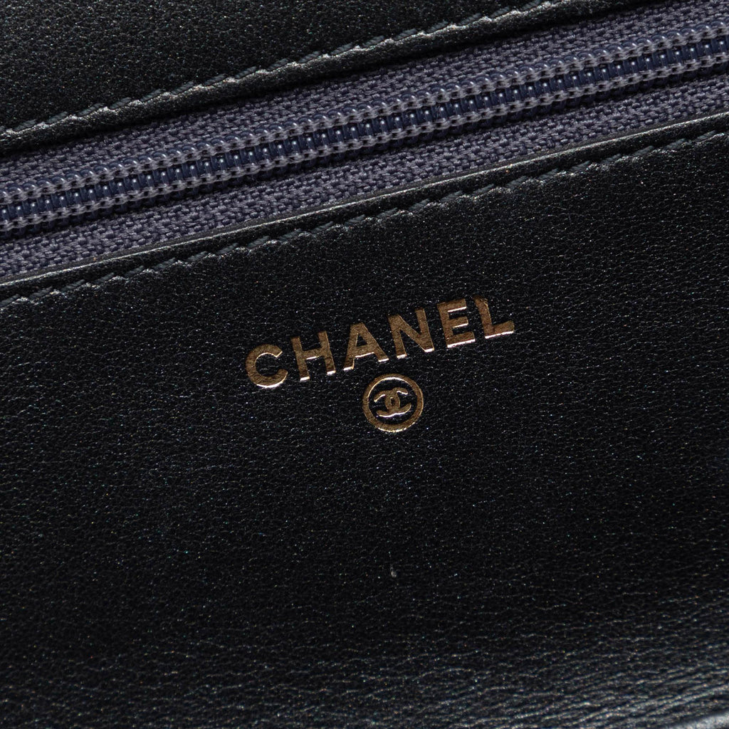Chanel Quilted Lambskin Double Stitch Boy Wallet On Chain