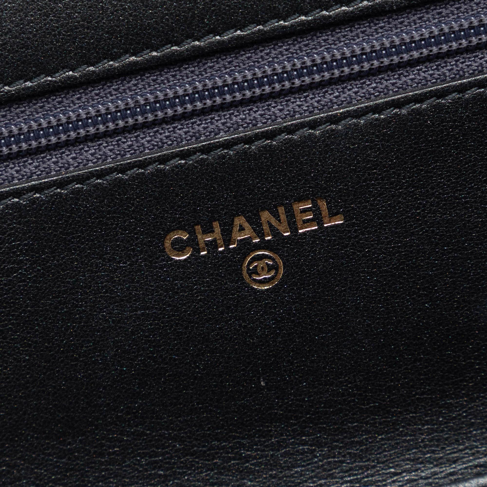 Chanel Quilted Lambskin Double Stitch Boy Wallet On Chain