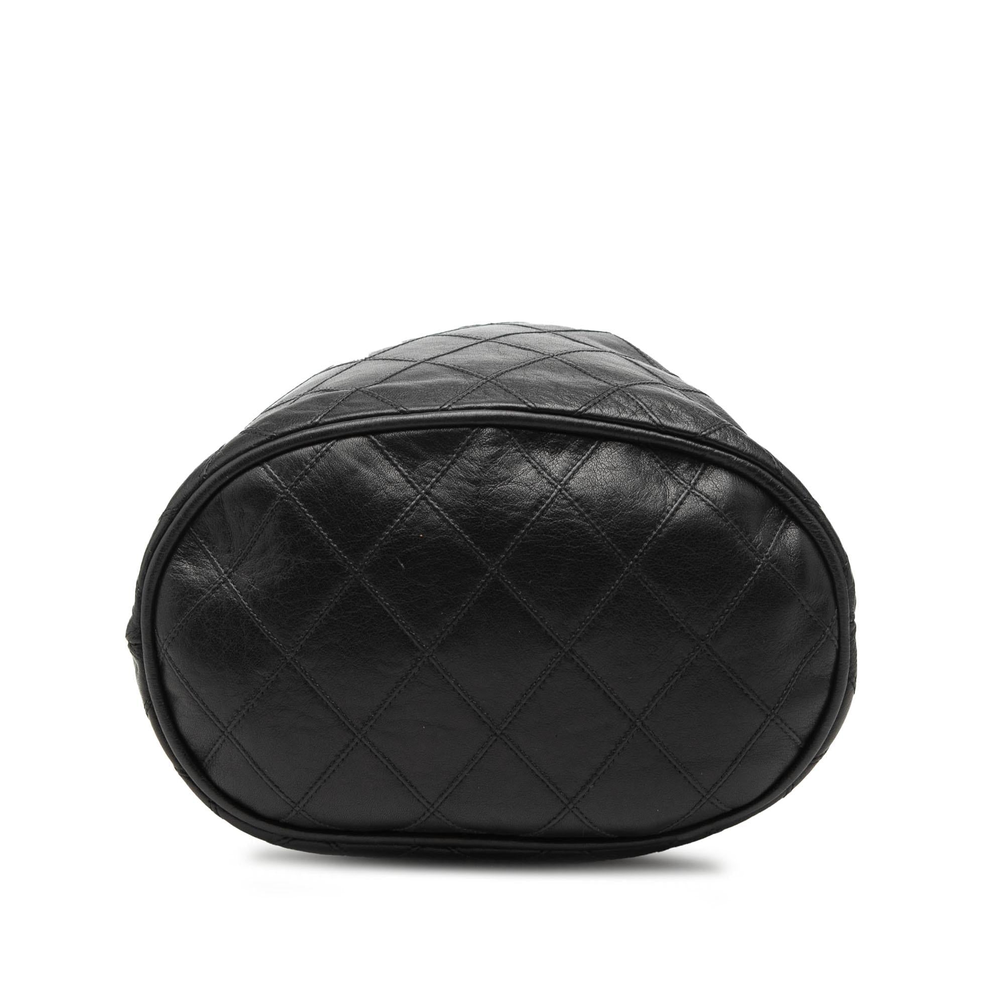 Chanel Quilted Lambskin Drawstring Chain Bucket Bag