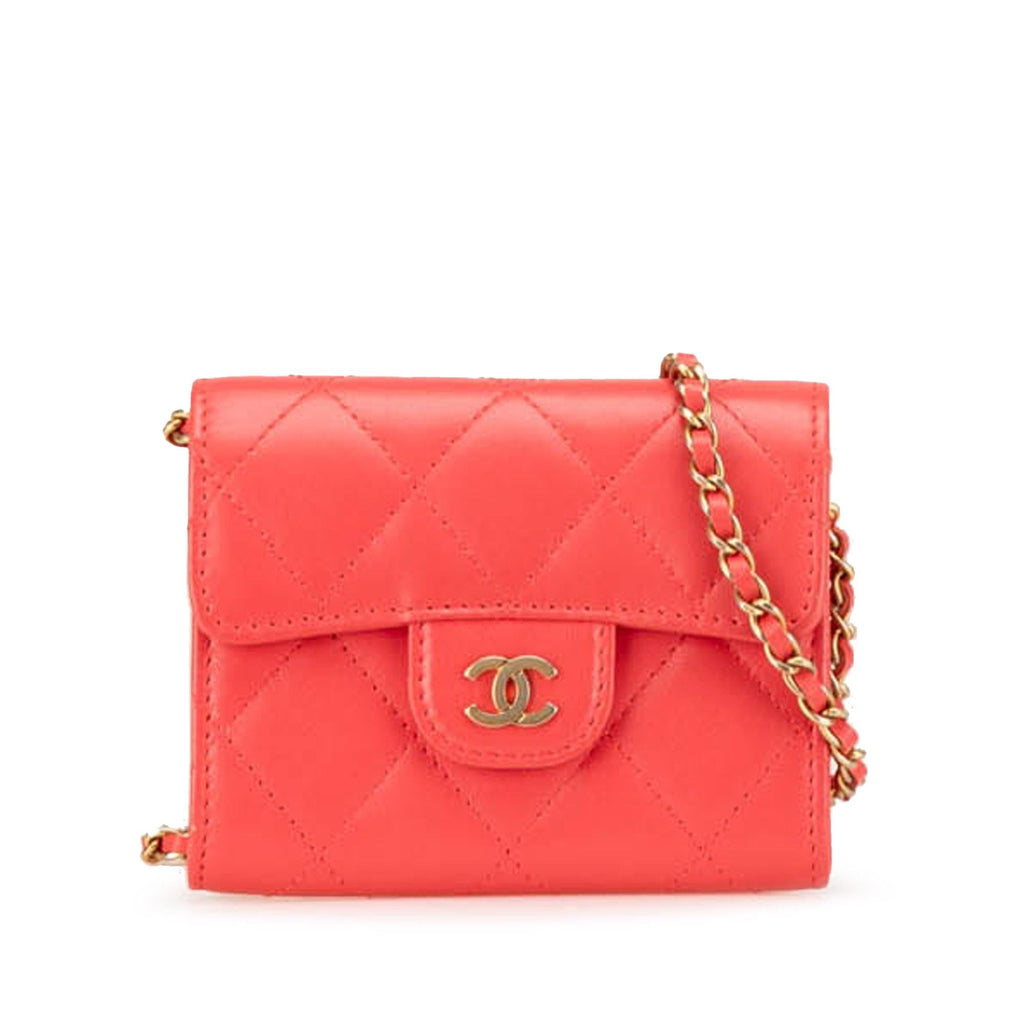 Chanel Quilted Lambskin Flap Card Holder on Chain