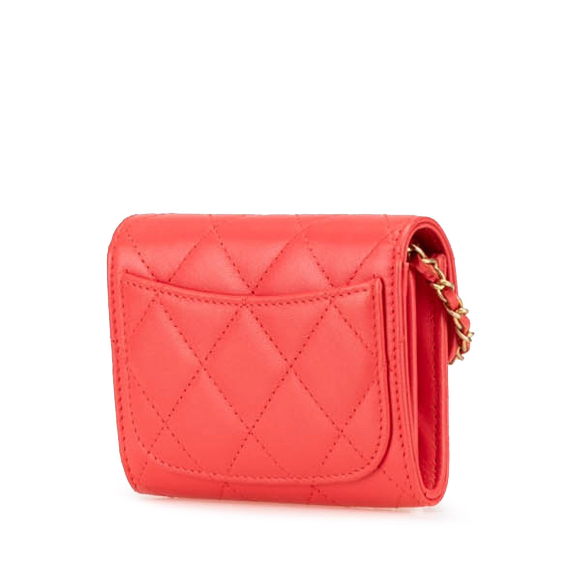 Chanel Quilted Lambskin Flap Card Holder on Chain