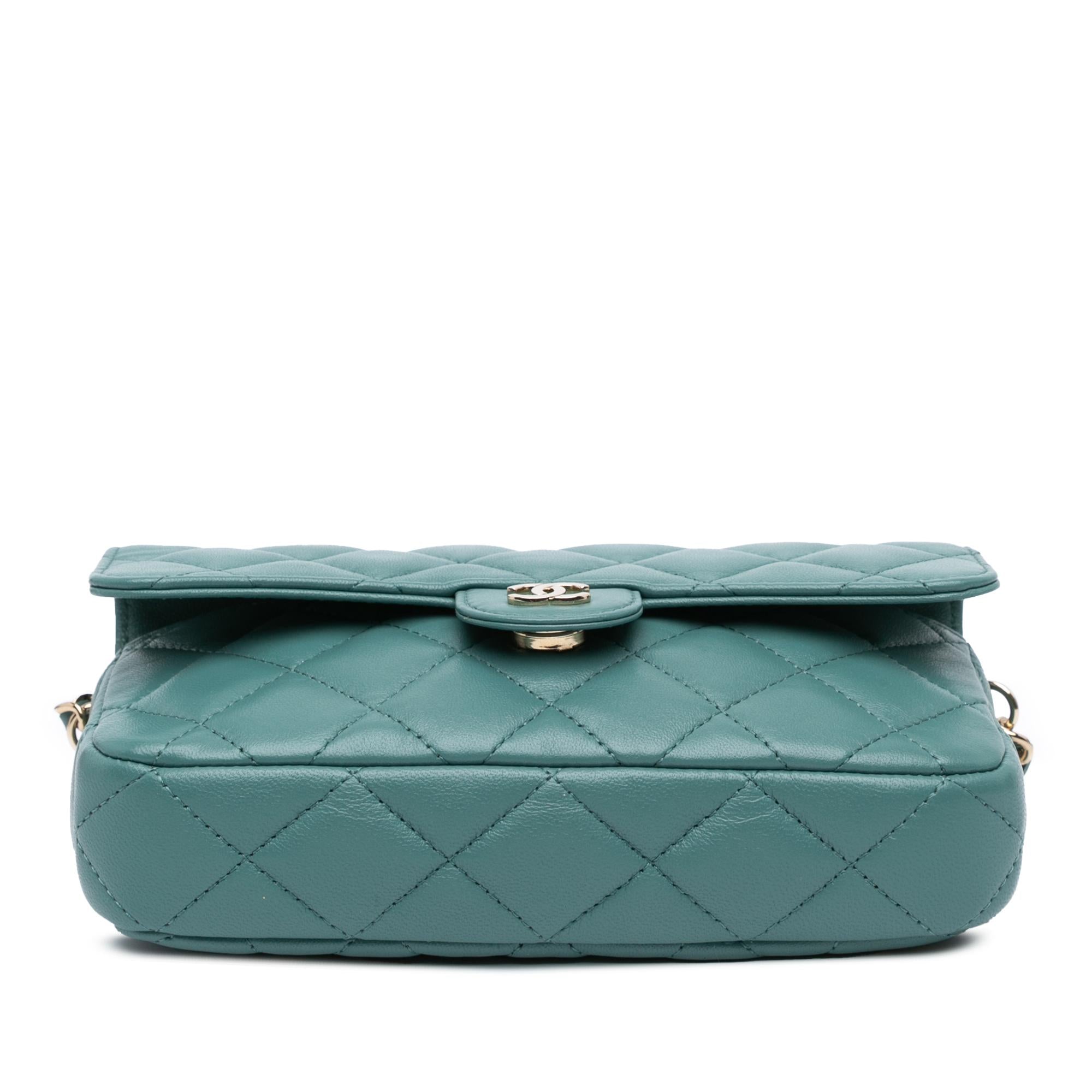 Chanel Quilted Lambskin Flap Phone Holder With Chain (SHG-LPbK3B)