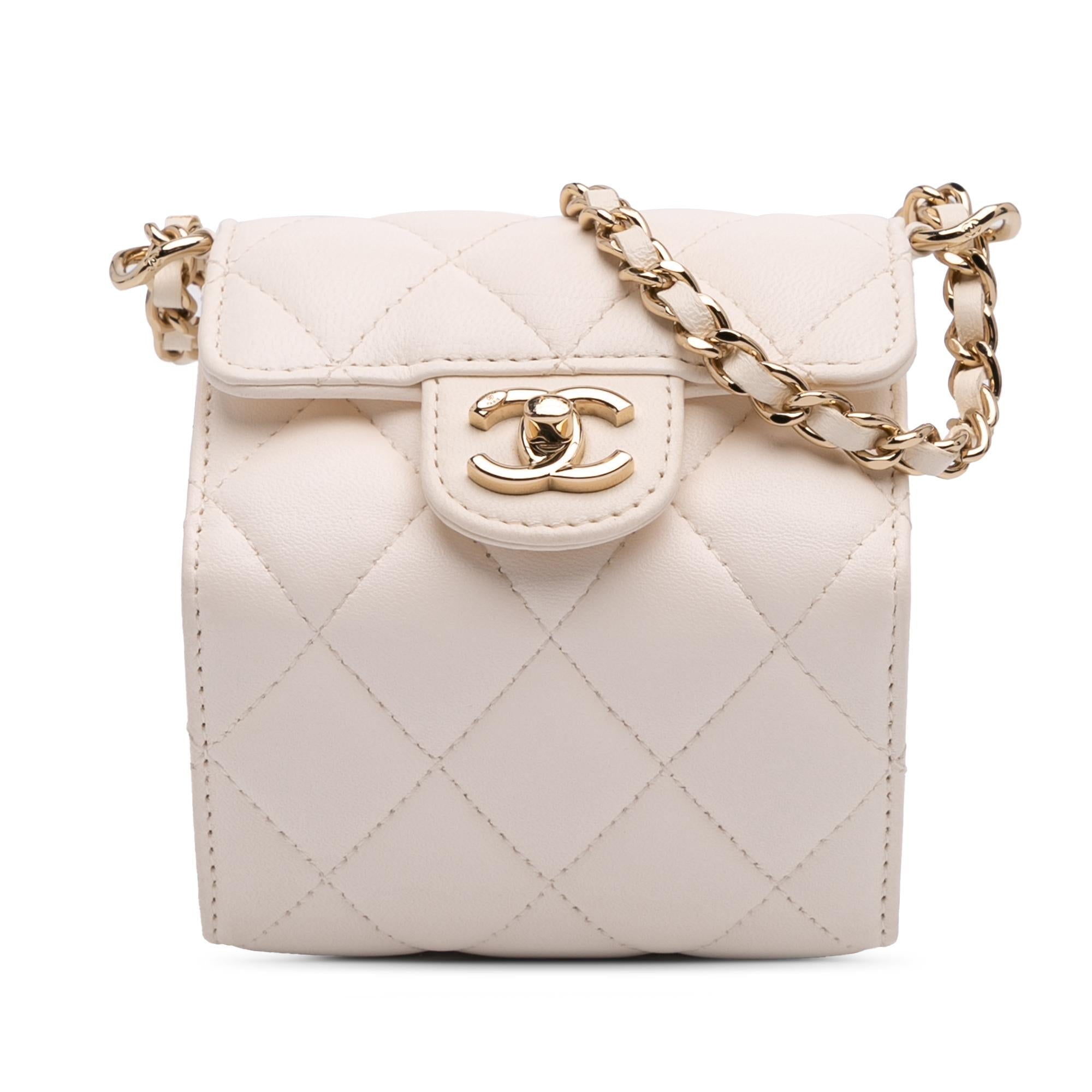 Chanel Quilted Lambskin Foldable Jewelry Box with Chain