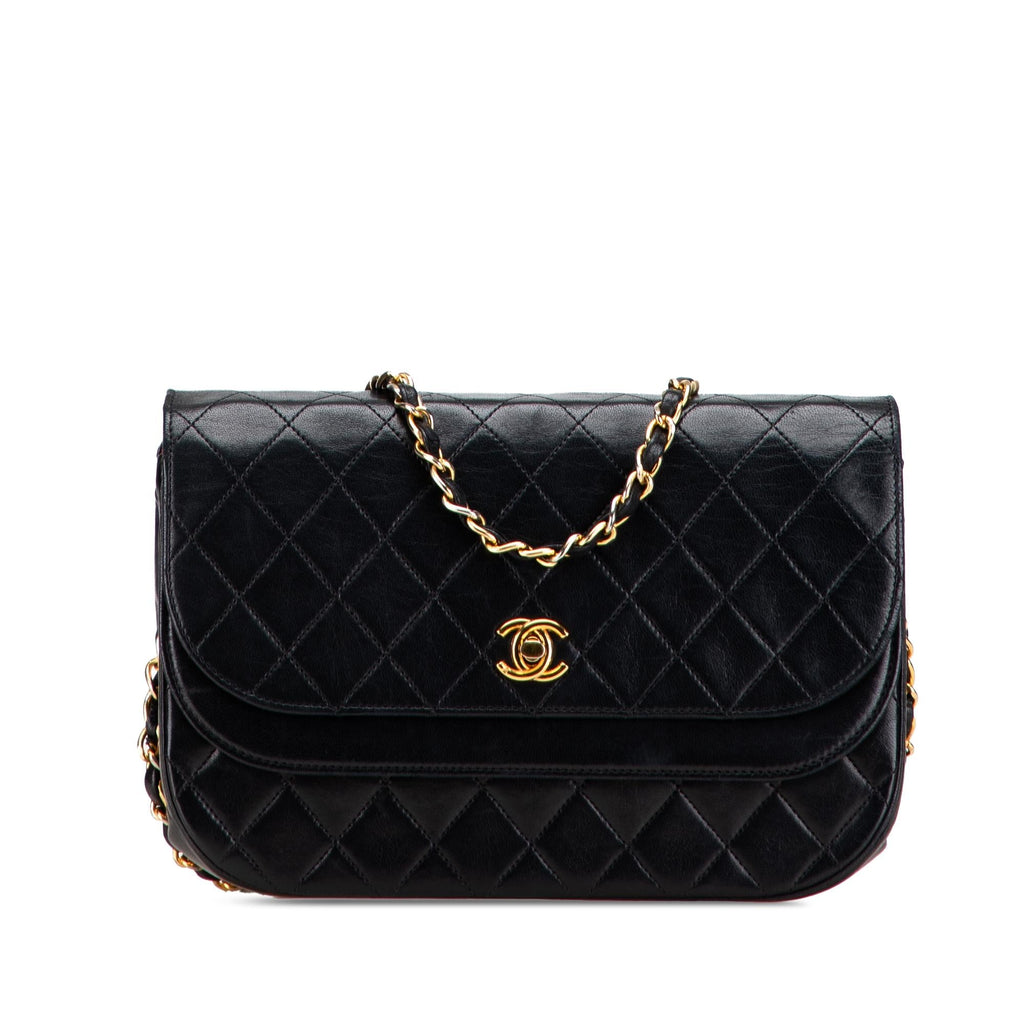 Chanel Quilted Lambskin Half Moon Double Flap