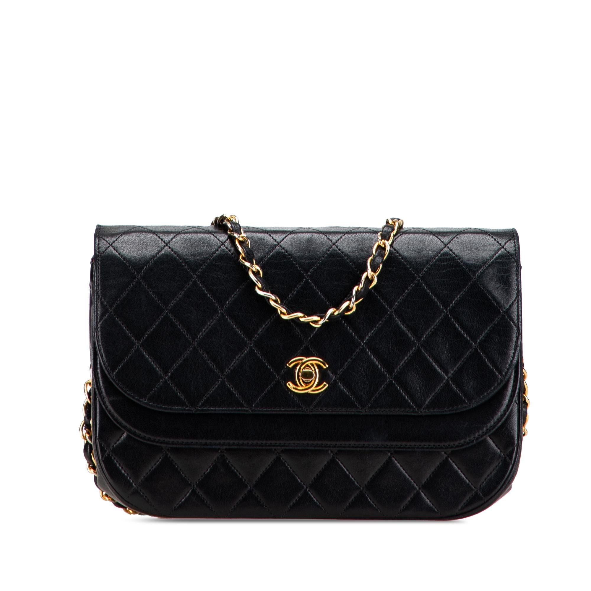 Chanel Quilted Lambskin Half Moon Double Flap