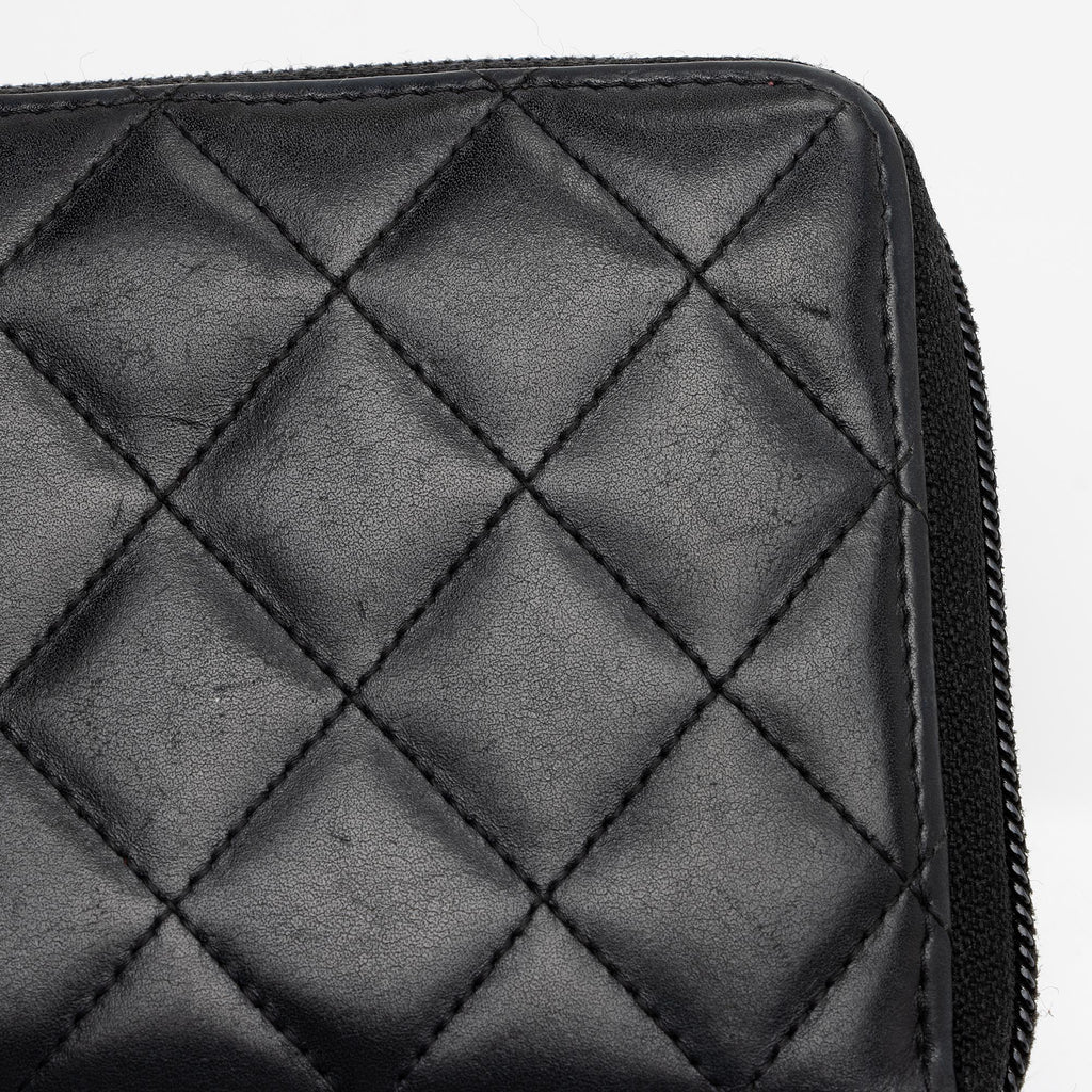 Chanel Quilted Lambskin Ligne Cambon Zip Around Wallet (SHF-zKBMJT)
