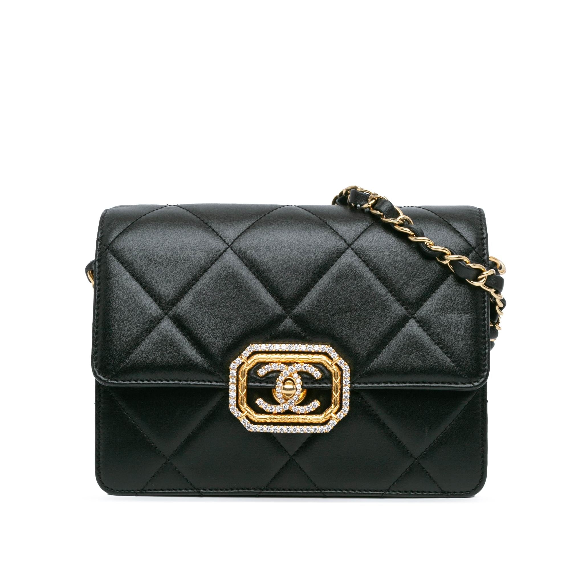 Chanel Quilted Lambskin Octagonal Buckle Crossbody