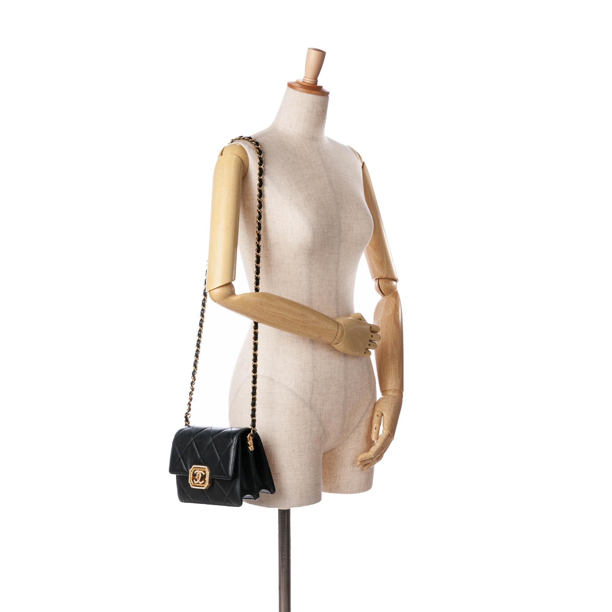 Chanel Quilted Lambskin Octagonal Buckle Crossbody