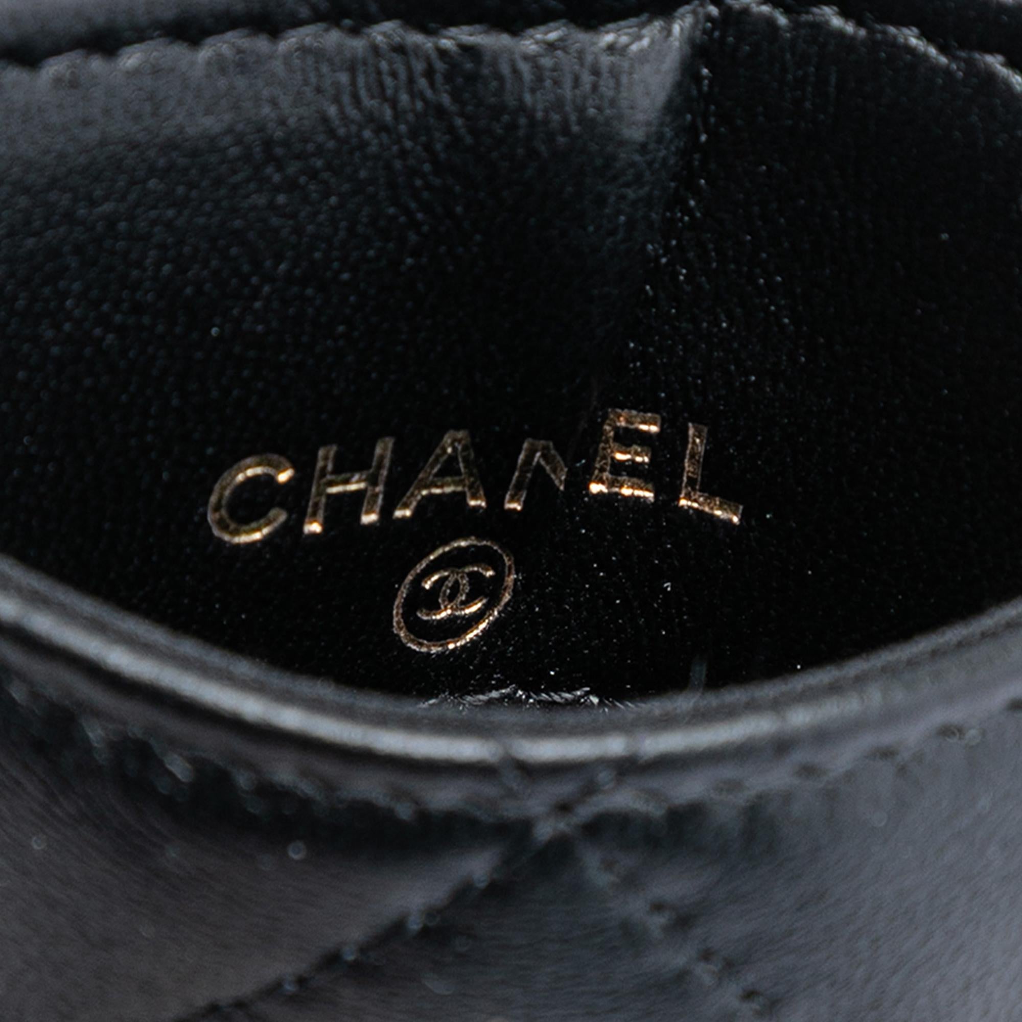 Chanel Quilted Lambskin Pearl Crown CC Wristlet Multi Pouches