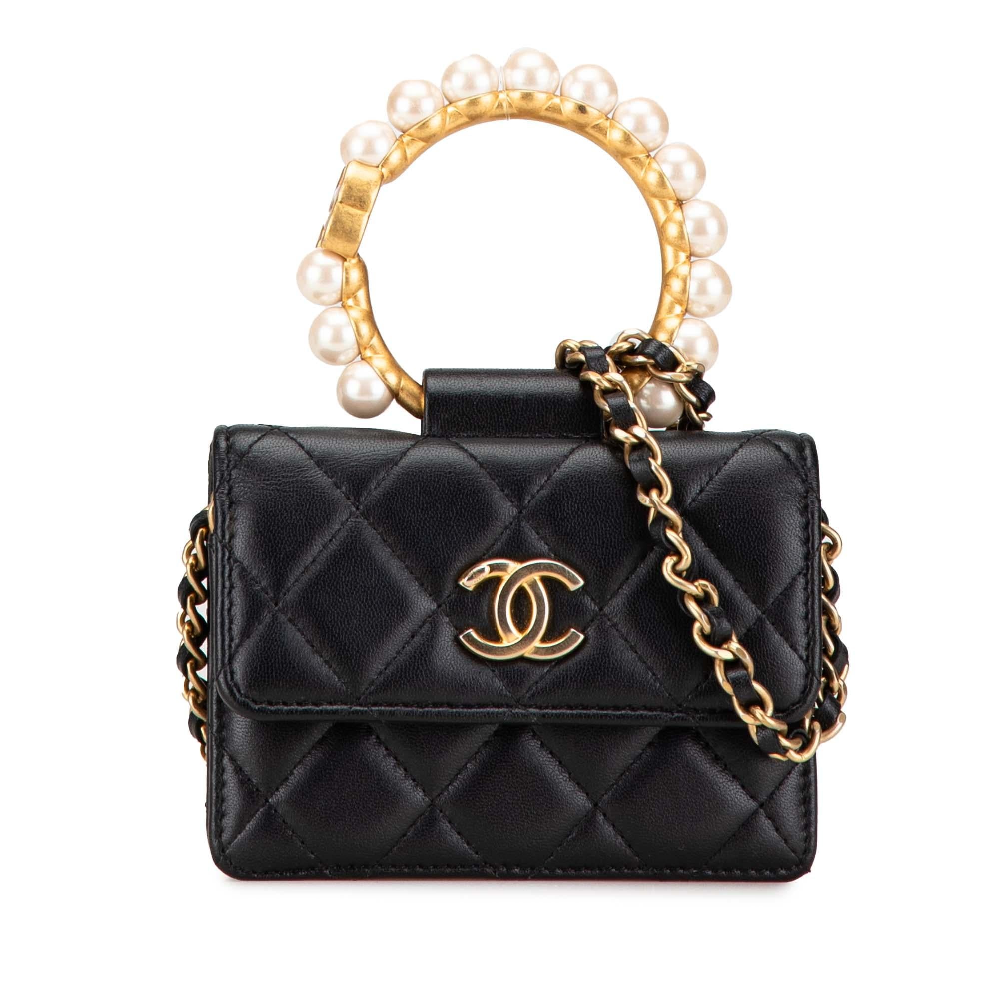 Chanel Quilted Lambskin Pearl Crown Clutch On Chain