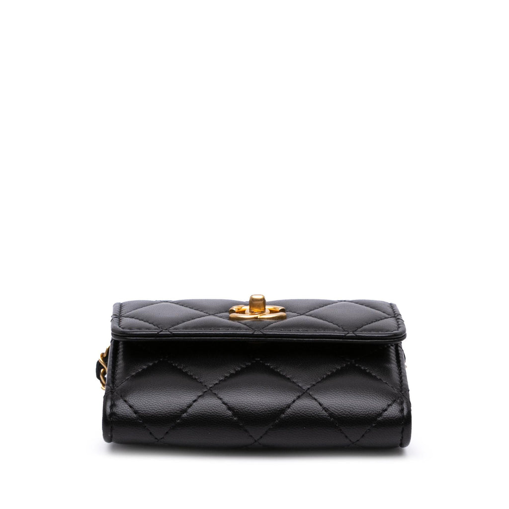 Chanel Quilted Lambskin Pearl Crush Clutch With Chain