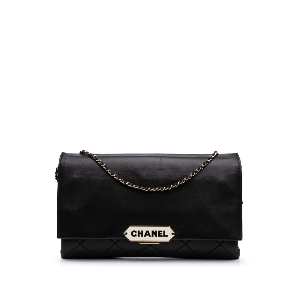 Chanel Quilted Lambskin Retro Label Shoulder Bag