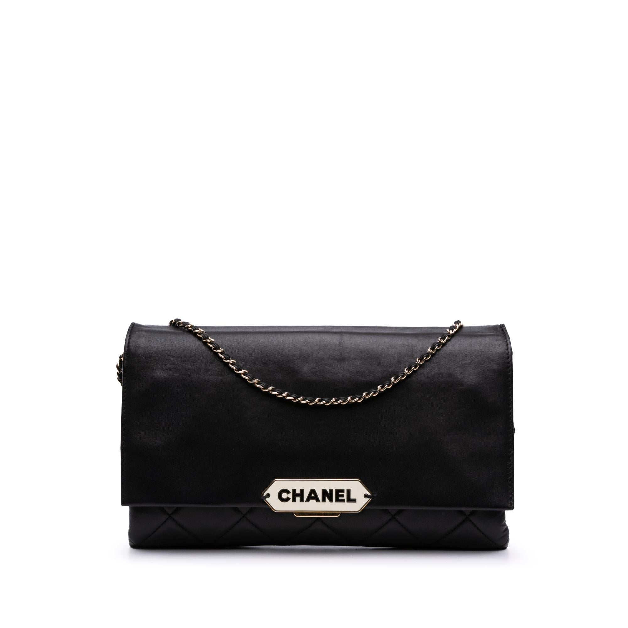 Chanel Quilted Lambskin Retro Label Shoulder Bag