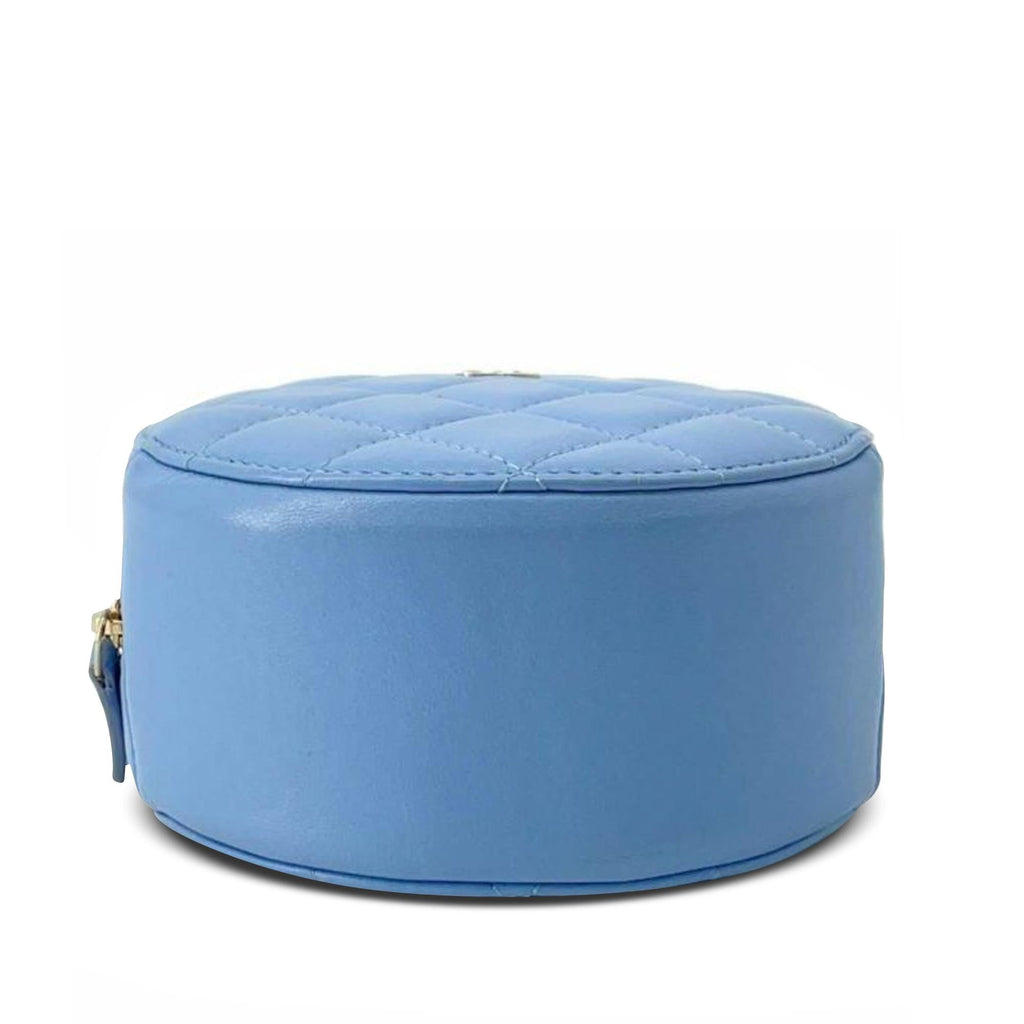 Chanel Quilted Lambskin Round Clutch with Chain (SHG-a9yAVi)