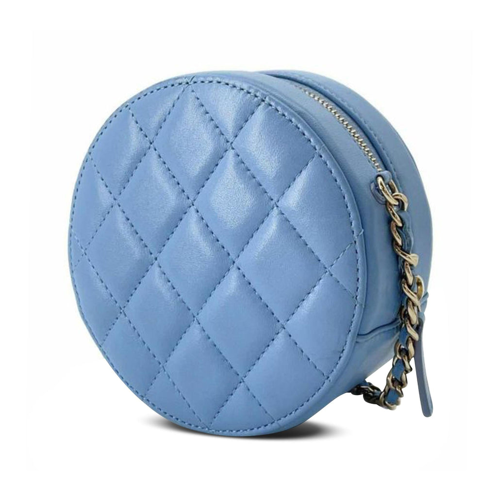 Chanel Quilted Lambskin Round Clutch with Chain (SHG-a9yAVi)