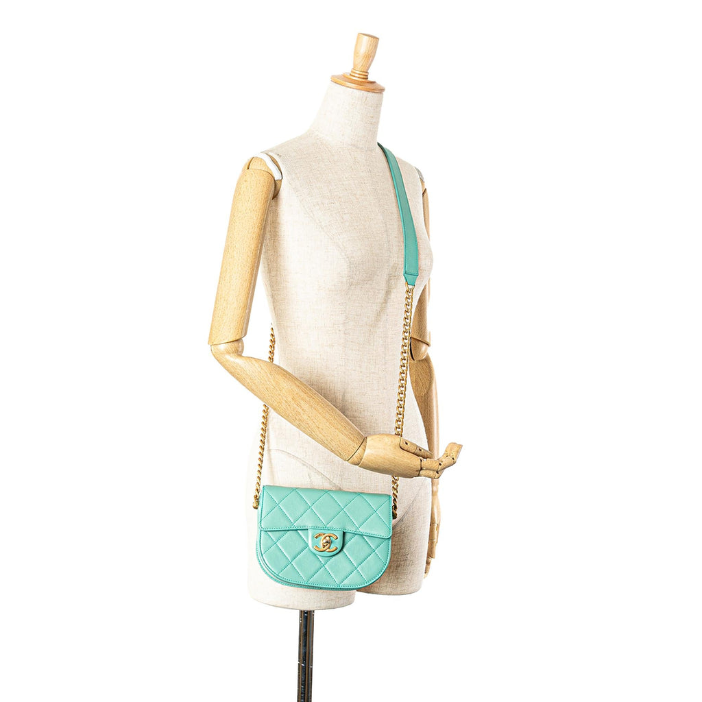 Chanel Quilted Lambskin Round Moon Messenger Flap