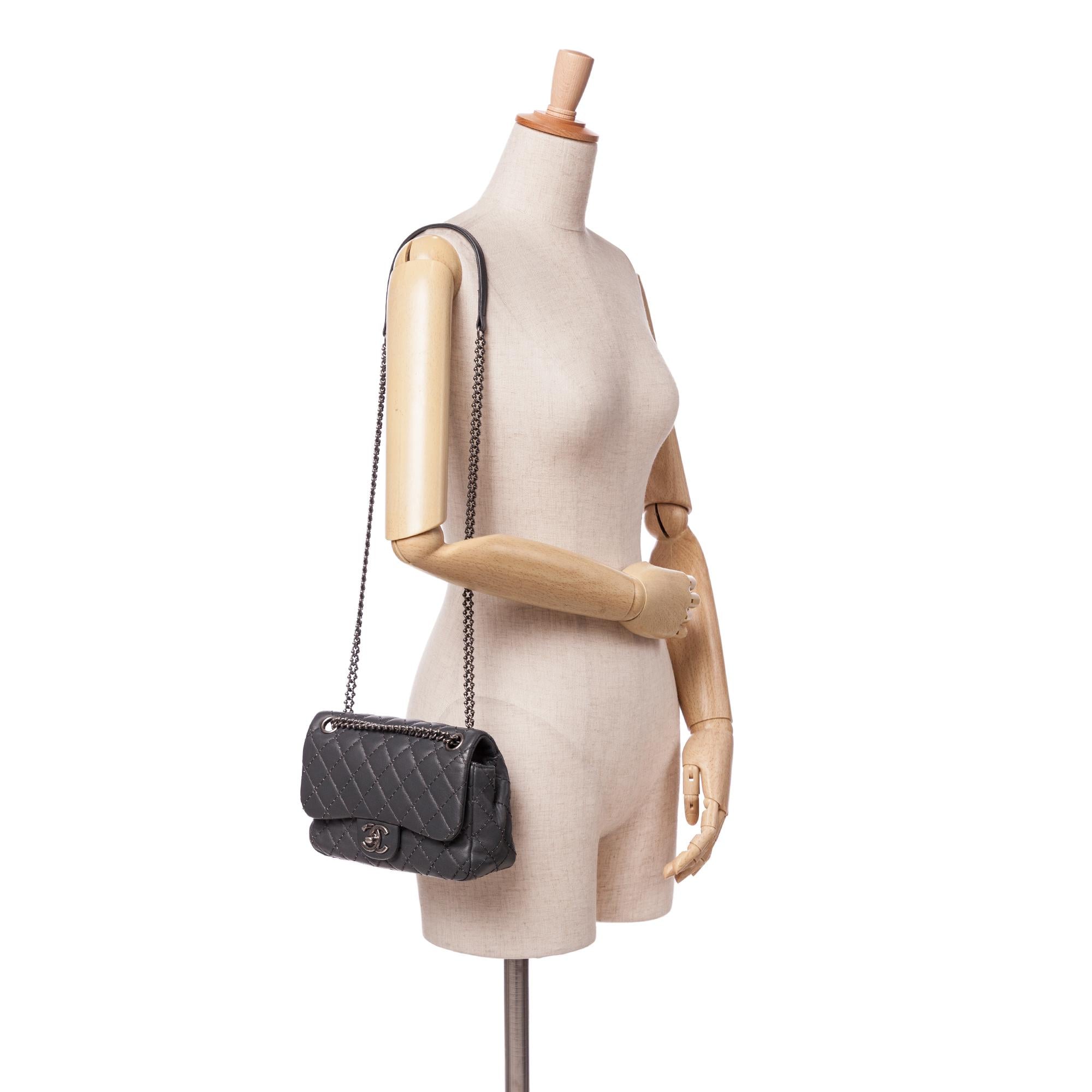 Chanel Quilted Lambskin Stitched Single Flap