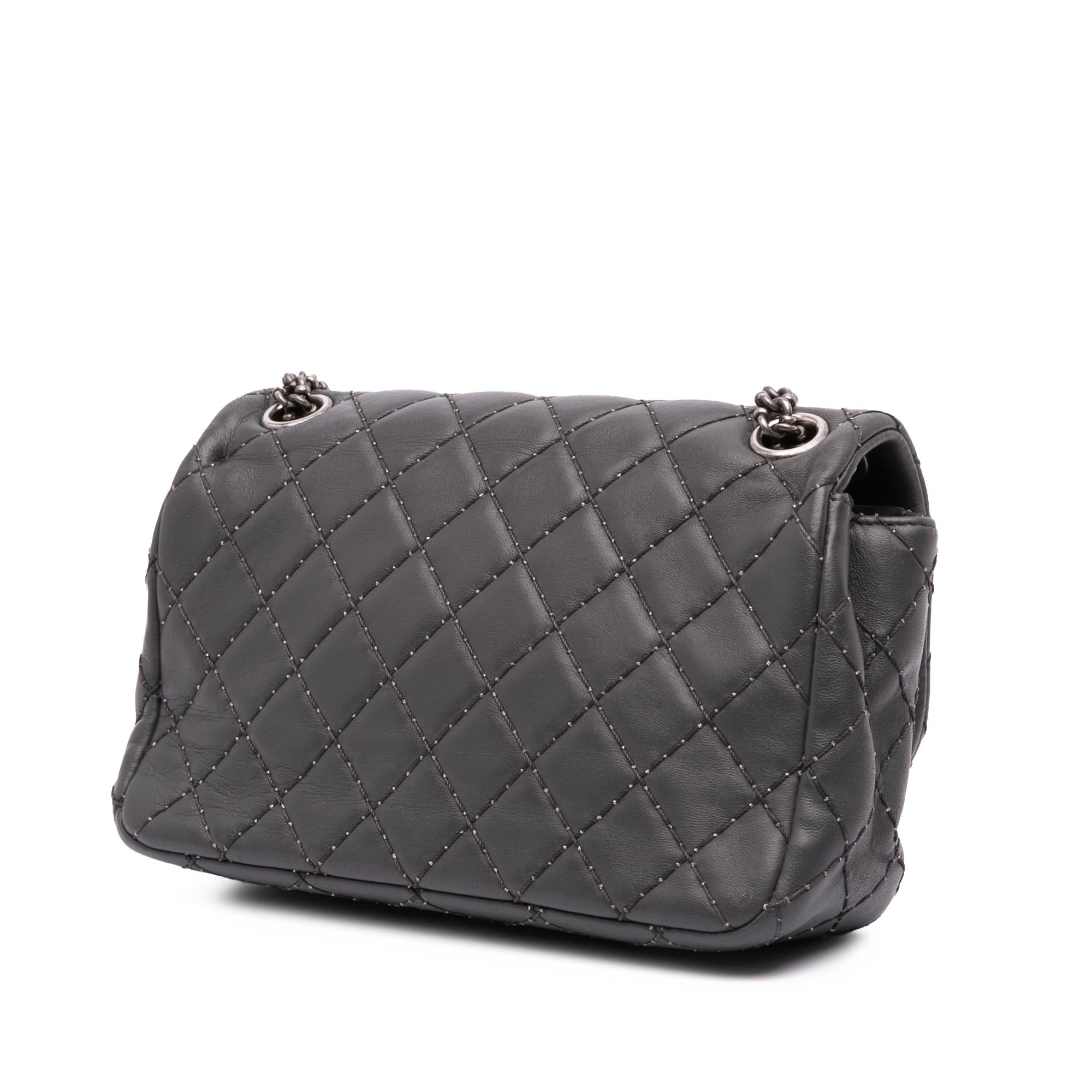 Chanel Quilted Lambskin Stitched Single Flap