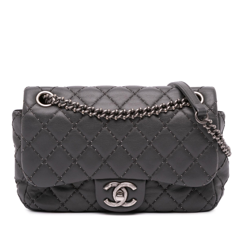 Chanel Quilted Lambskin Stitched Single Flap