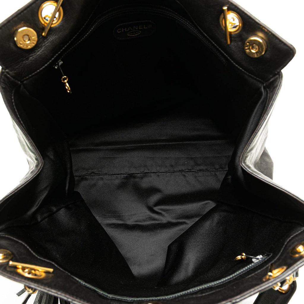 Chanel Quilted Lambskin Tassel Chain Tote