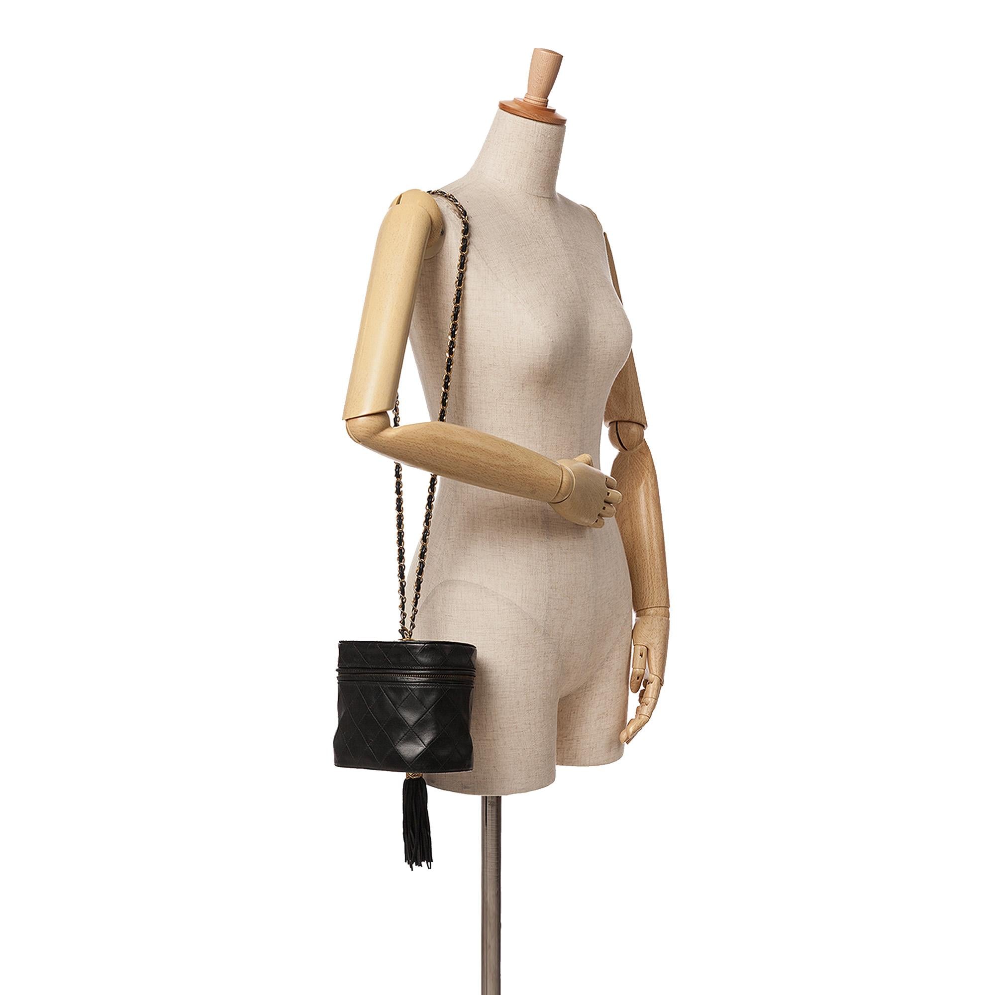 Chanel Quilted Lambskin Tassel Vanity Case with Chain
