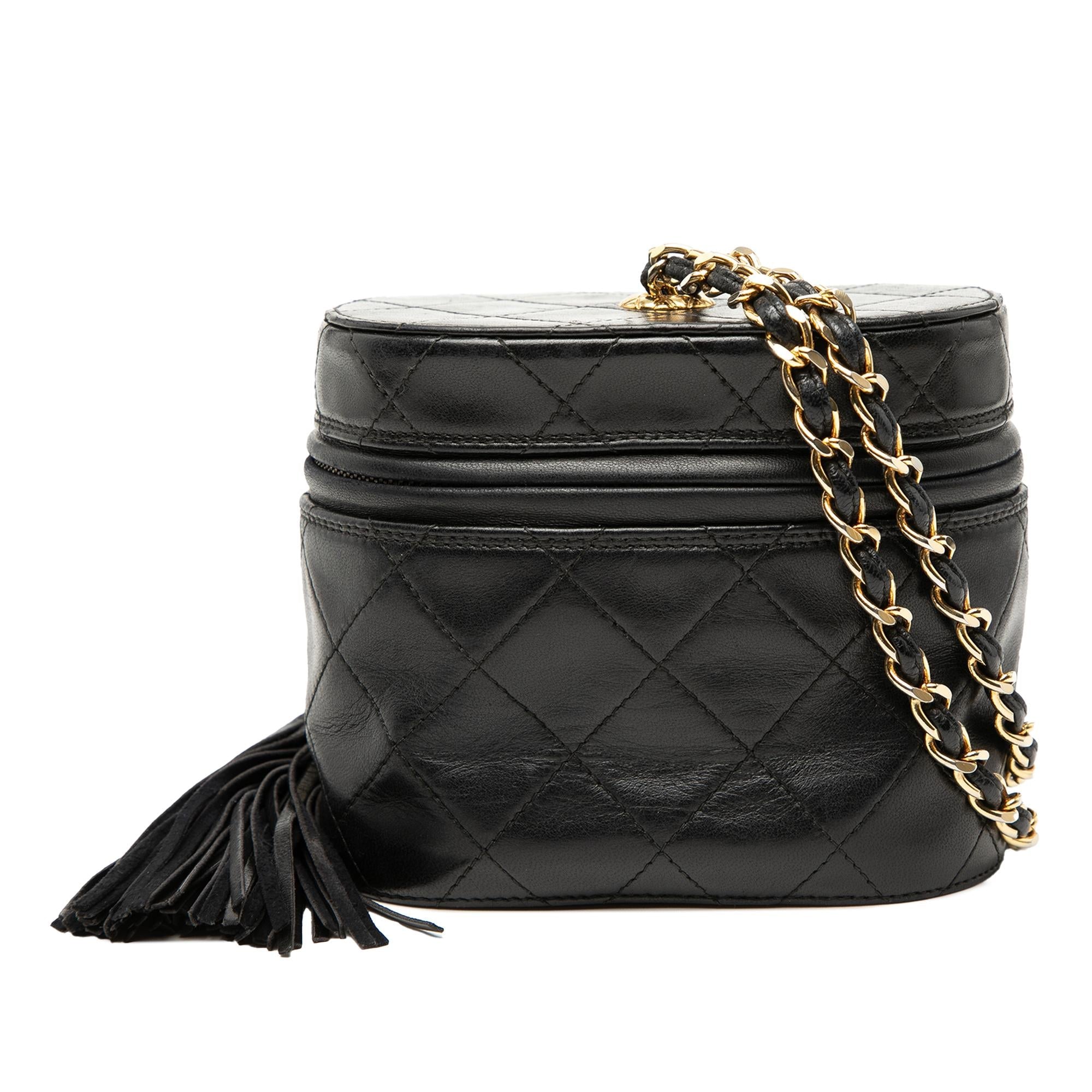 Chanel Quilted Lambskin Tassel Vanity Case with Chain