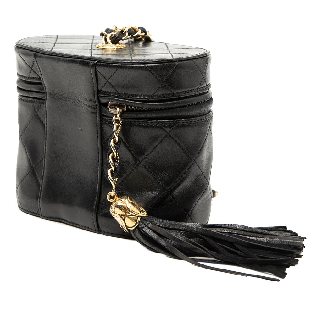 Chanel Quilted Lambskin Tassel Vanity Case with Chain