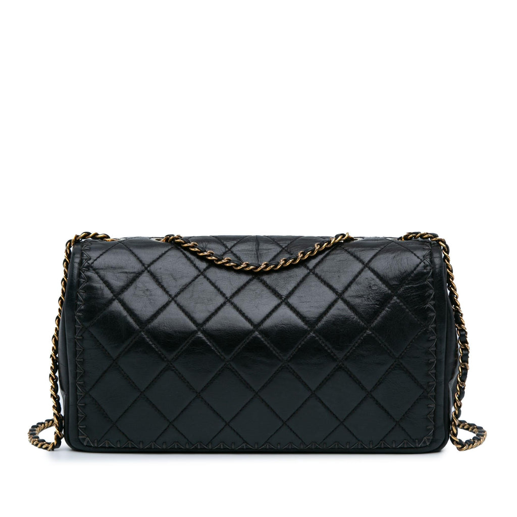 Chanel Quilted Lambskin Whipstitch Single Flap (SHG-OfzSAu)