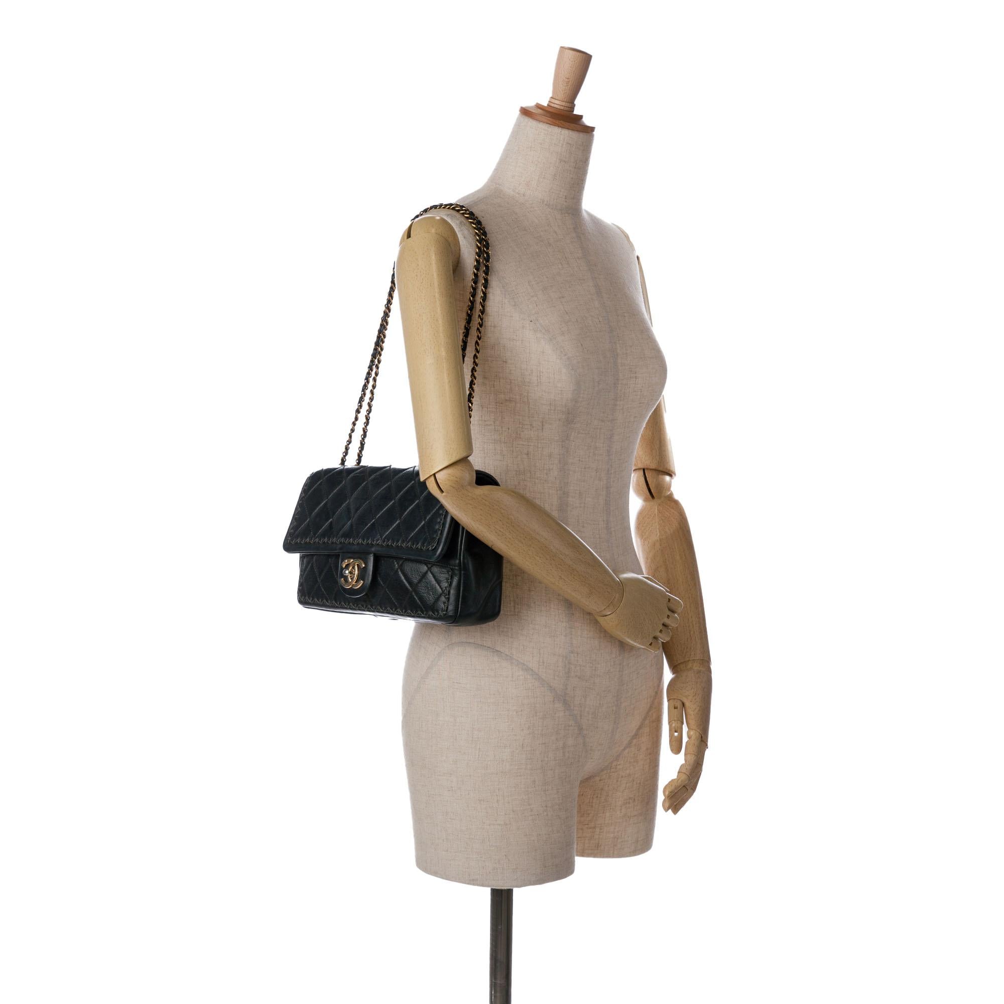 Chanel Quilted Lambskin Whipstitch Single Flap (SHG-OfzSAu)