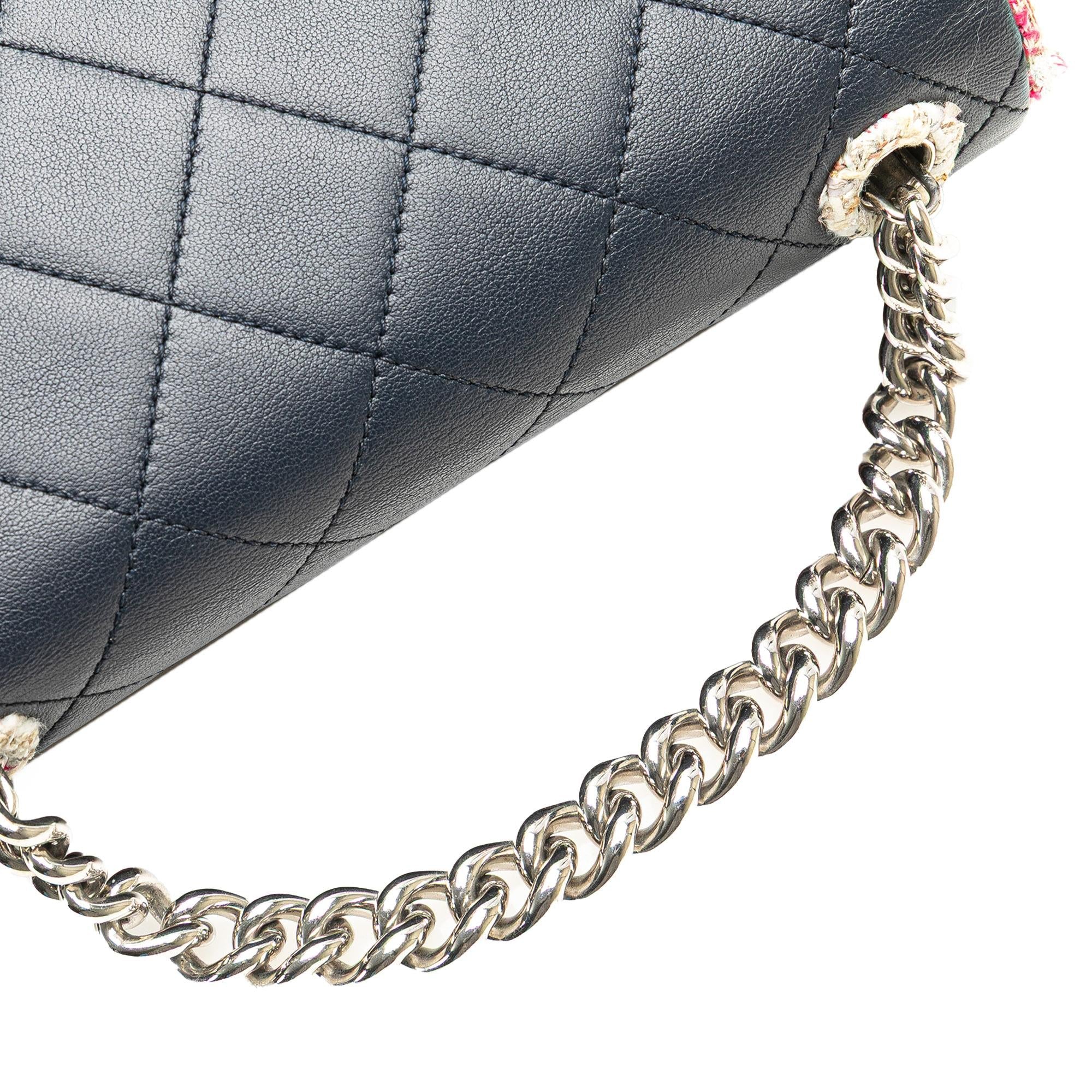 Chanel Quilted Lambskin and Tweed Elegant Trim Flap