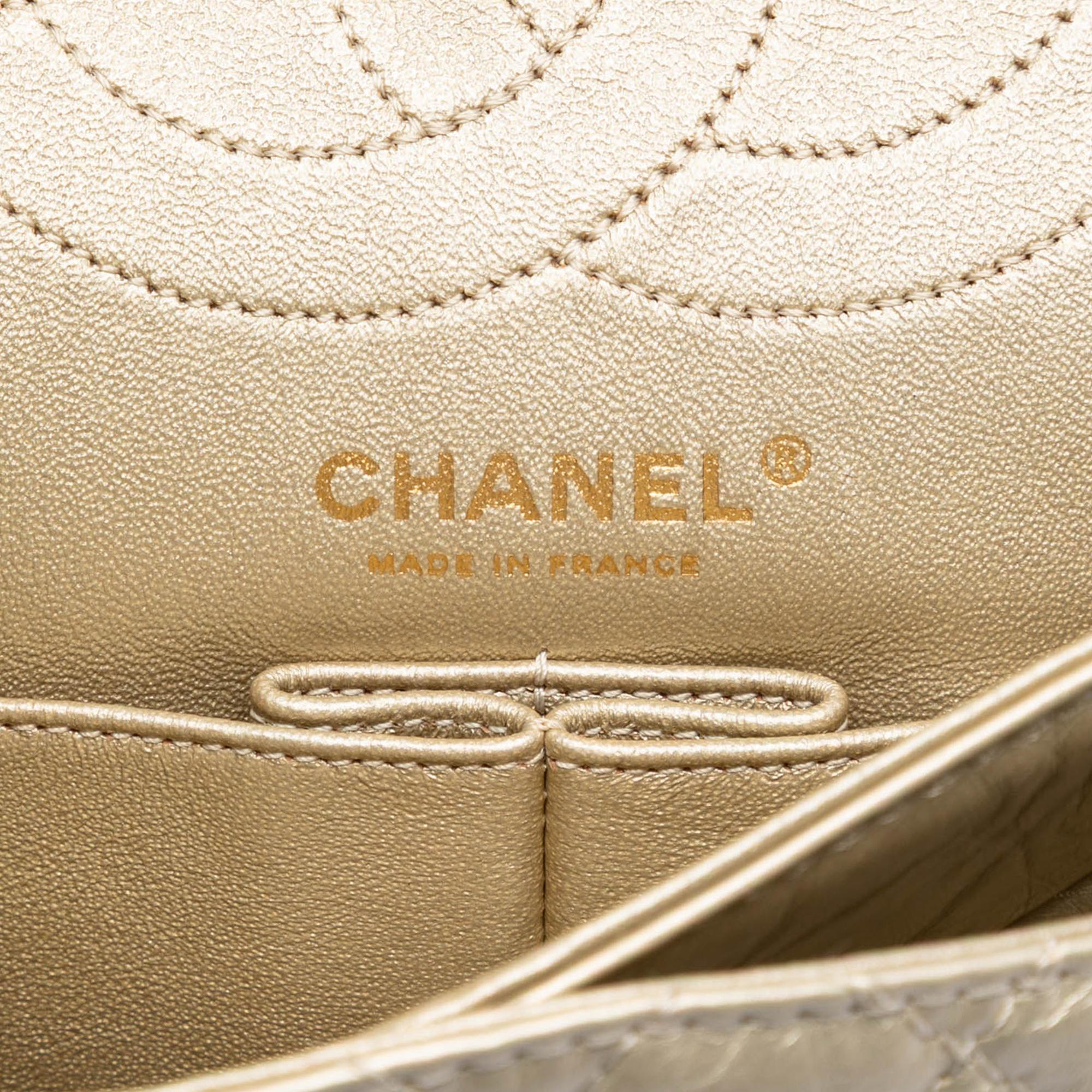 Chanel Quilted Metallic Aged Calfskin Reissue 2.55 Double Flap 225