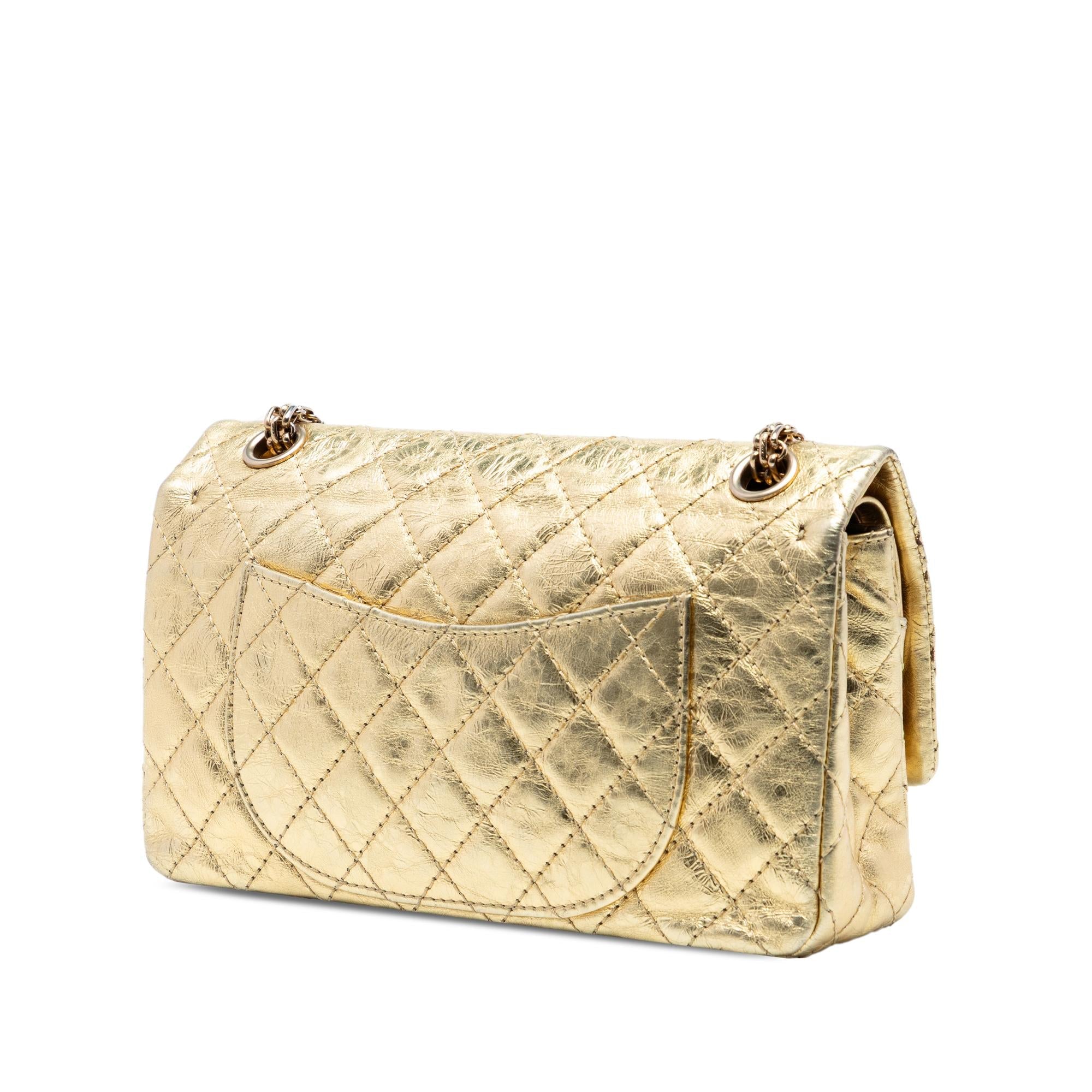 Chanel Quilted Metallic Aged Calfskin Reissue 2.55 Double Flap 225