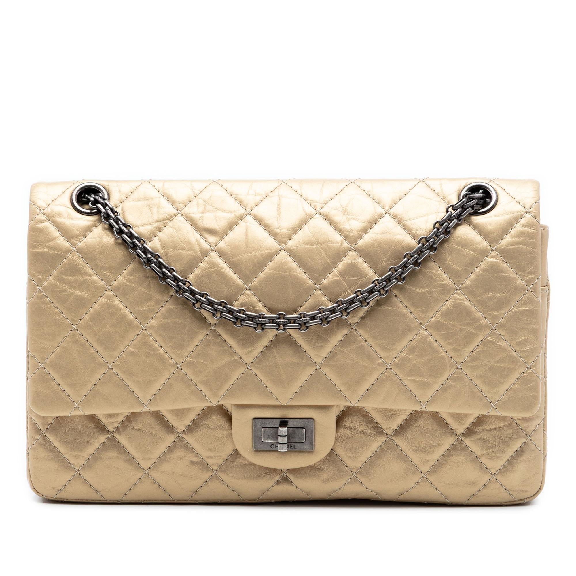 Chanel Quilted Metallic Aged Calfskin Reissue 2.55 Double Flap 226