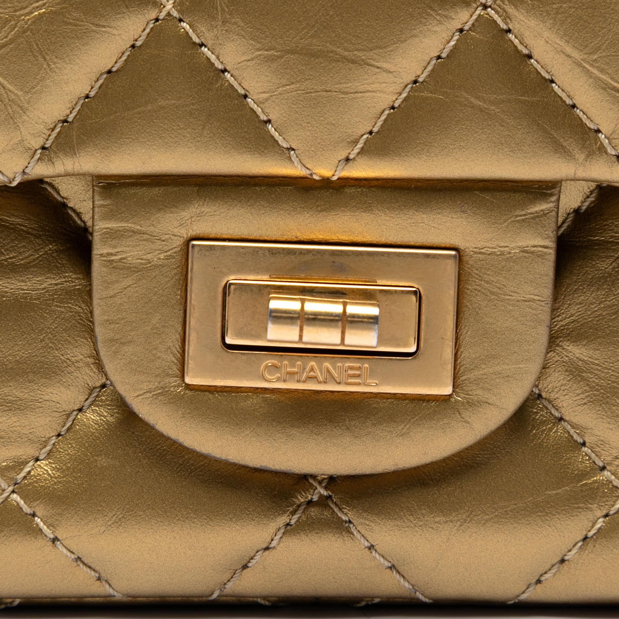Chanel Quilted Metallic Aged Calfskin Reissue 2.55 Double Flap 226