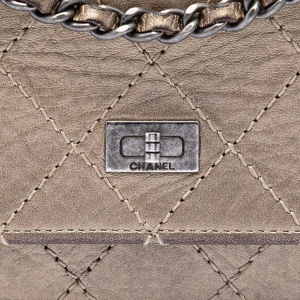 Chanel Quilted Metallic Aged Calfskin Reissue 2.55 Wallet on Chain