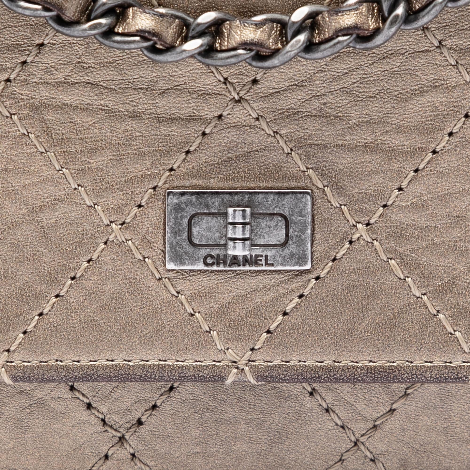 Chanel Quilted Metallic Aged Calfskin Reissue 2.55 Wallet on Chain