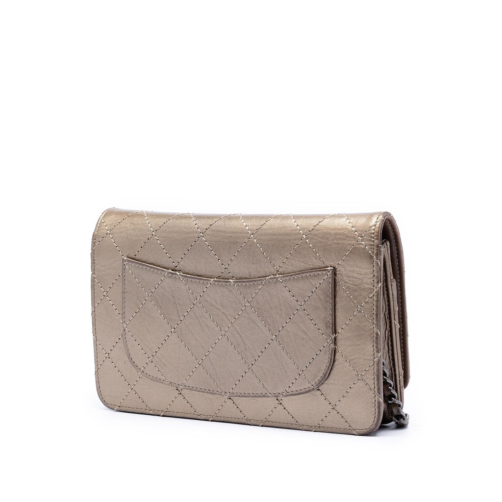 Chanel Quilted Metallic Aged Calfskin Reissue 2.55 Wallet on Chain