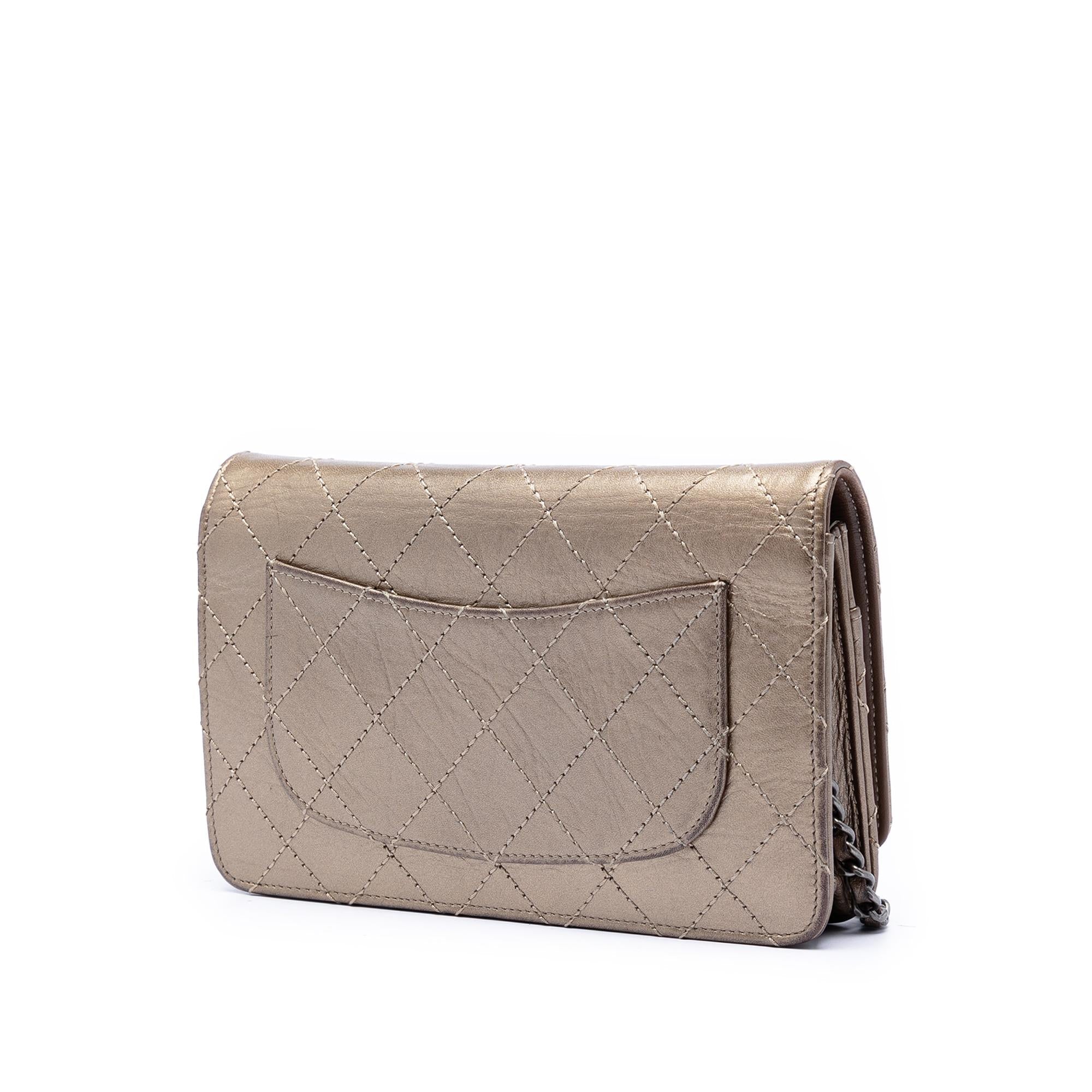 Chanel Quilted Metallic Aged Calfskin Reissue 2.55 Wallet on Chain
