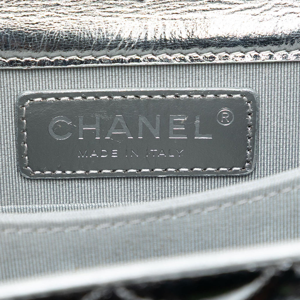 Chanel Quilted Metallic Calfskin North South Boy Flap