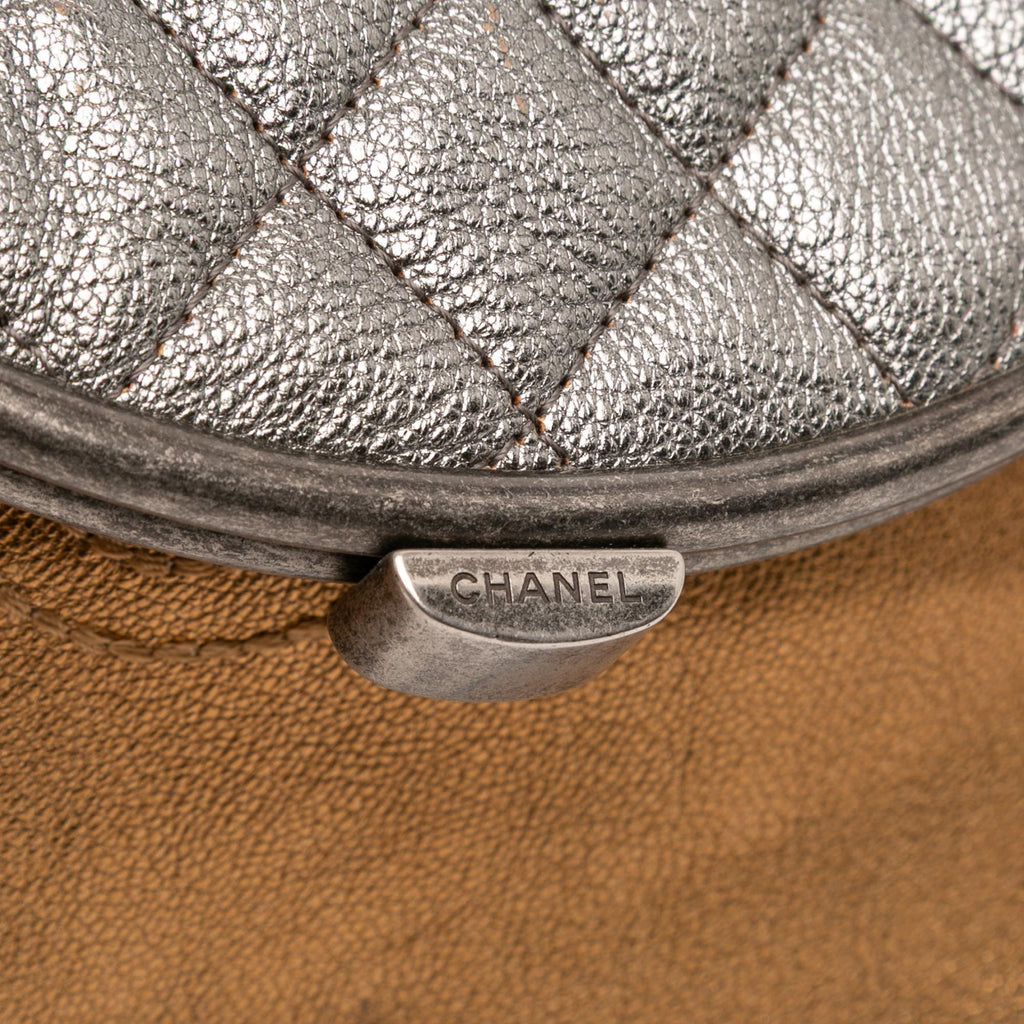 Chanel Quilted Metallic Goatskin Tabatiere Kisslock Foldover Clutch