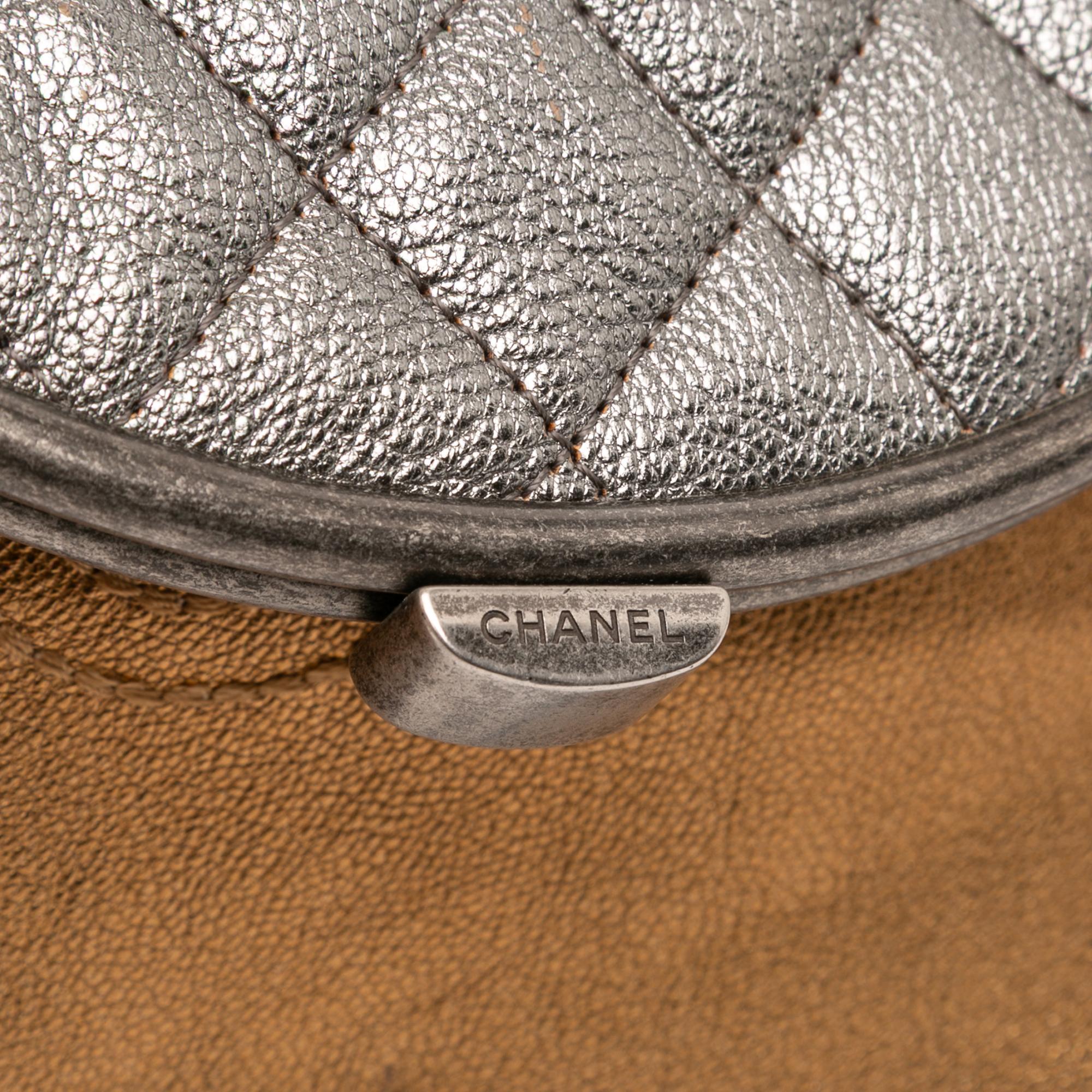 Chanel Quilted Metallic Goatskin Tabatiere Kisslock Foldover Clutch